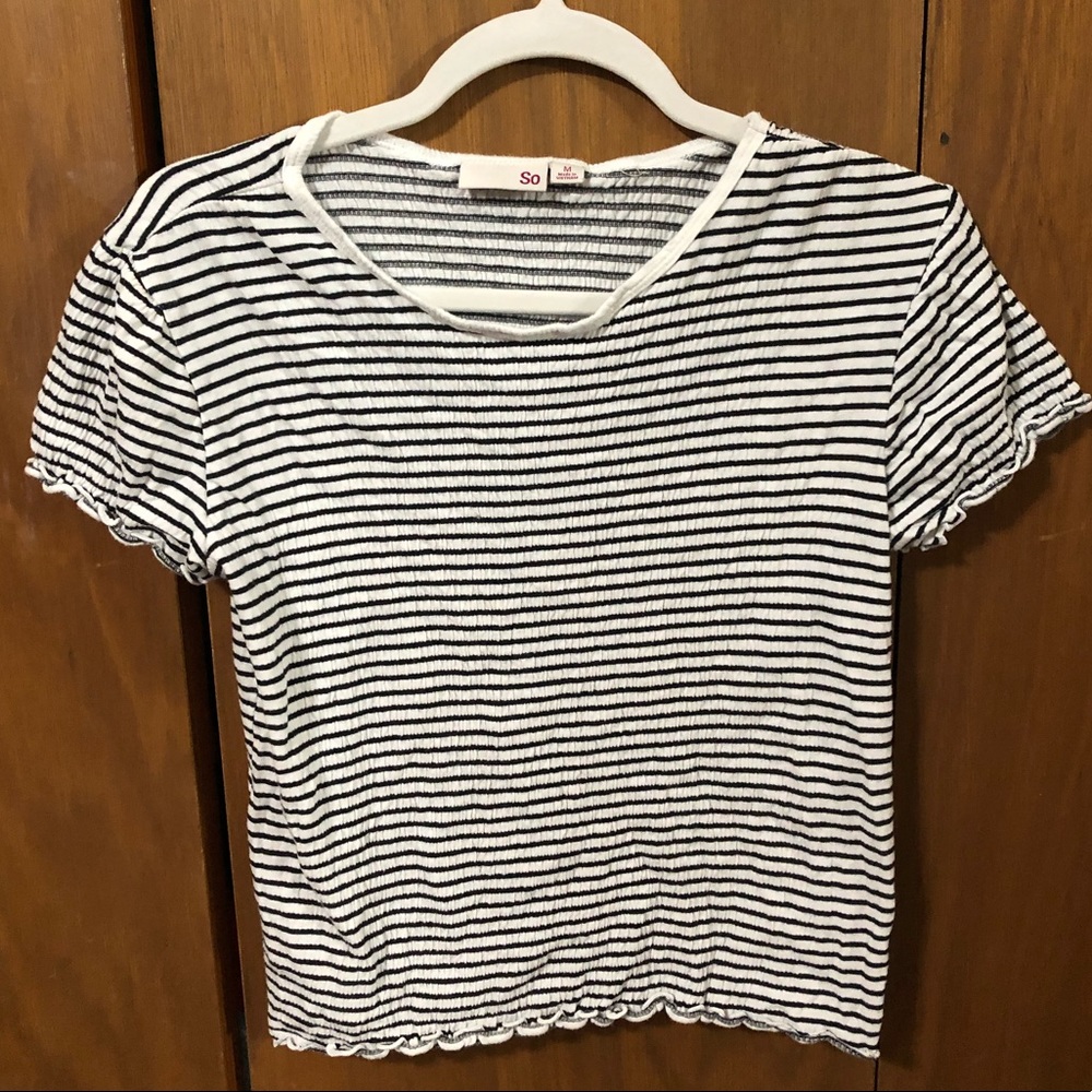 Black and White Stripped “So” top